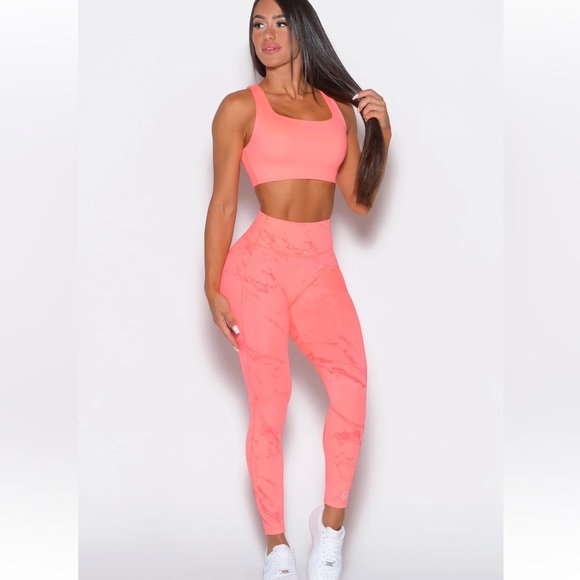 Bombshell Sportswear Coral Pink Marble Leggings - Picture 3 of 6
